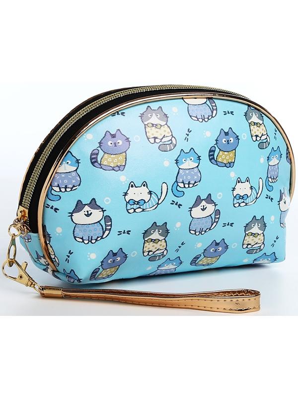 Косметичка на молнии, цвет голубой