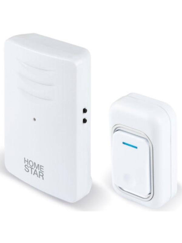 Звонок HomeStar HS-0118, беспроводной, 8,6 МВт, 38 мелодий, 80-90дБ, r=100м, белый