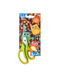 Ножницы детские №1School 13,5 см, Веселые совята резиновые ручки