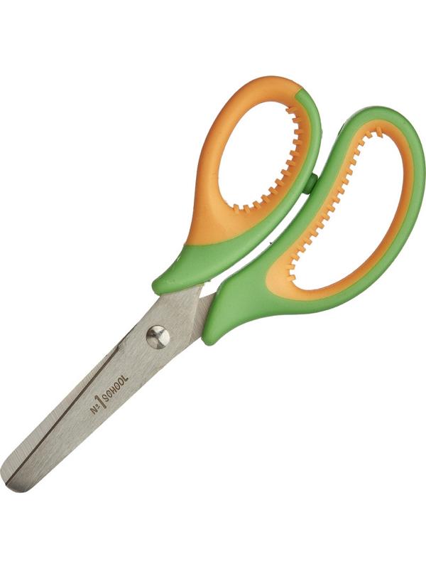 Ножницы детские №1School 13,5 см, Веселые совята резиновые ручки