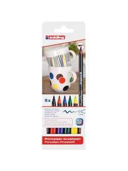 Кисть -ручка для письма по фарфору Edding 4200_1,наб.6цв.