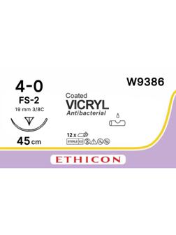 Шовный материал ВИКРИЛ 4/0, 45 см, обр.-реж. 19 мм, 3/8 W9386 12 шт./
