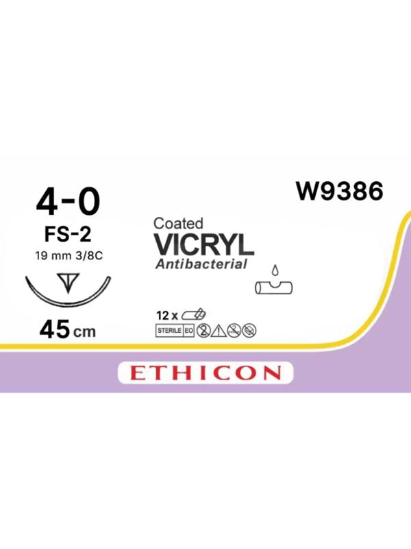 Шовный материал ВИКРИЛ 4/0, 45 см, обр.-реж. 19 мм, 3/8 W9386 12 шт./