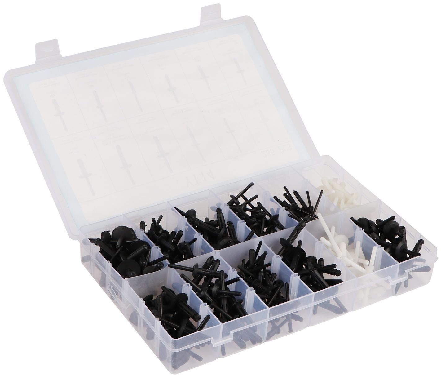 Клипсы и пистоны крепежные, 12 видов, набор 235 шт