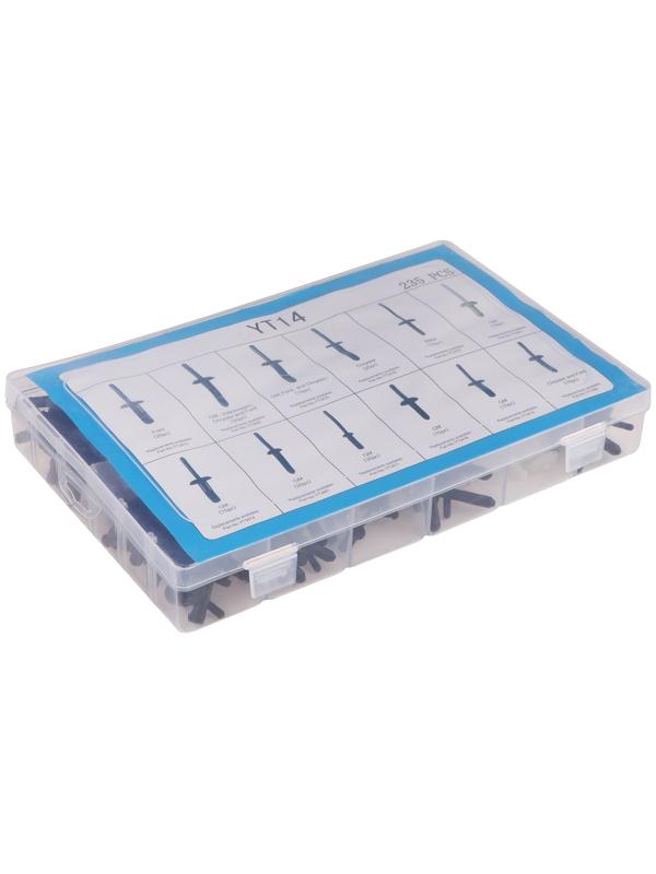 Клипсы и пистоны крепежные, 12 видов, набор 235 шт