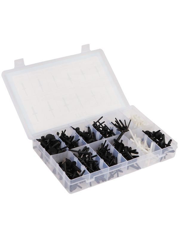 Клипсы и пистоны крепежные, 12 видов, набор 235 шт