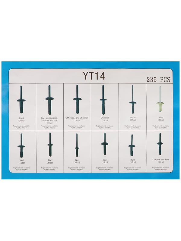 Клипсы и пистоны крепежные, 12 видов, набор 235 шт