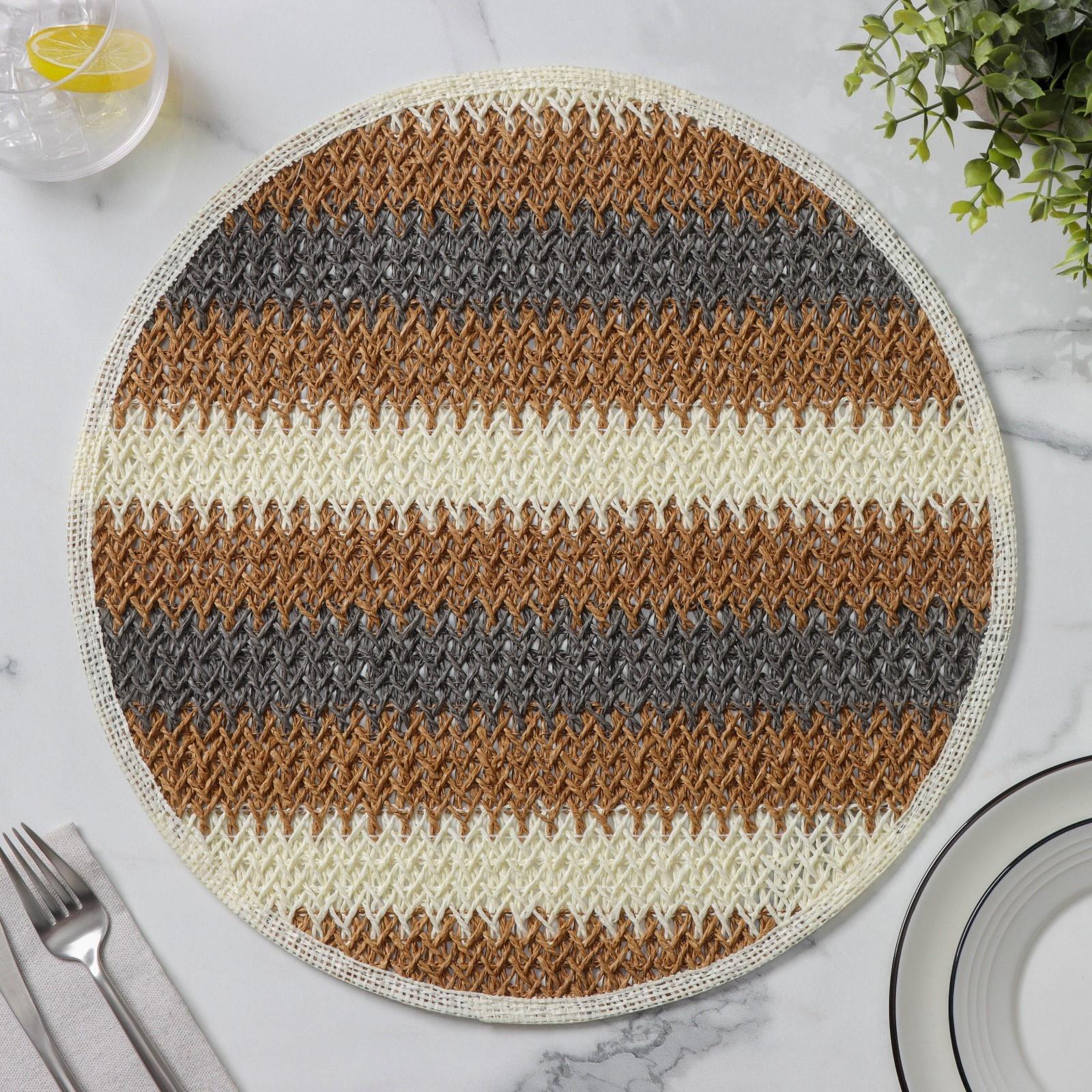 Салфетка сервировочная Доляна Vincula, d=38 см, цвет коричневый