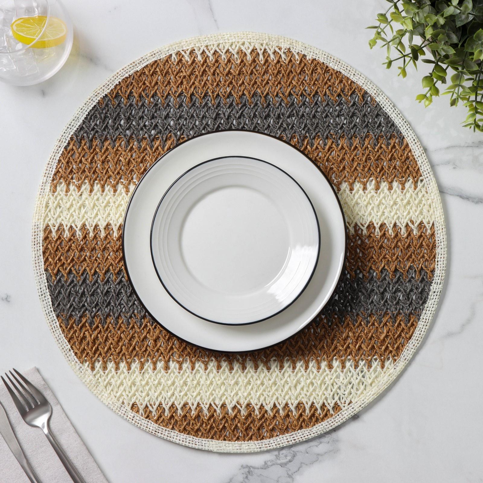 Салфетка сервировочная Доляна Vincula, d=38 см, цвет коричневый