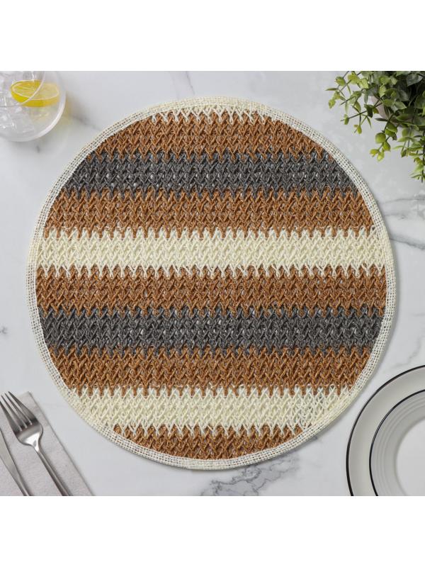 Салфетка сервировочная Доляна Vincula, d=38 см, цвет коричневый