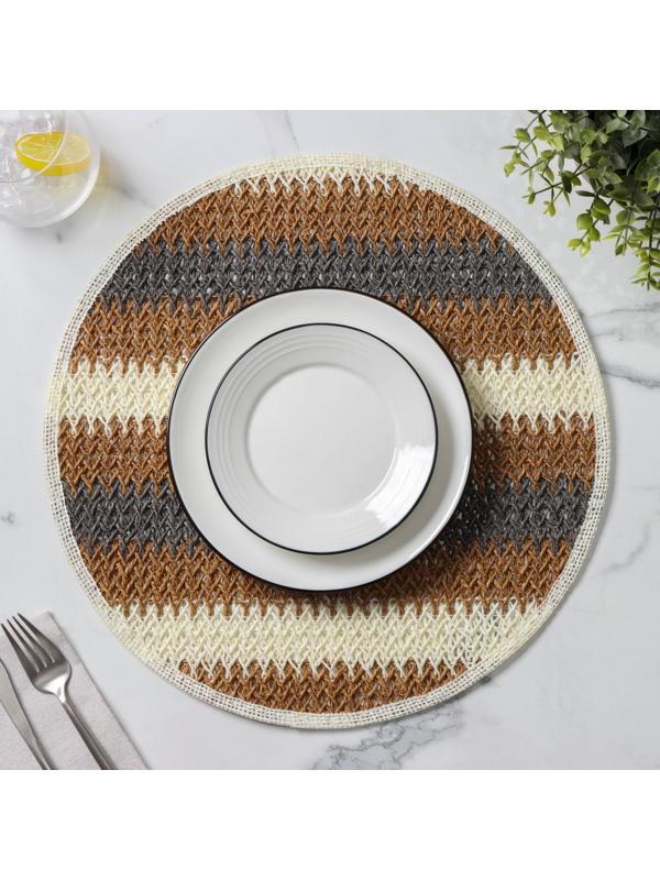 Салфетка сервировочная Доляна Vincula, d=38 см, цвет коричневый