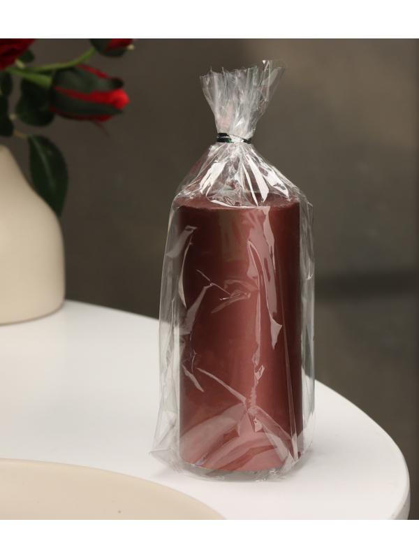 Свеча-цилиндр гладкая,5х10 см, пальмовый воск, винная, металлик, 6 ч