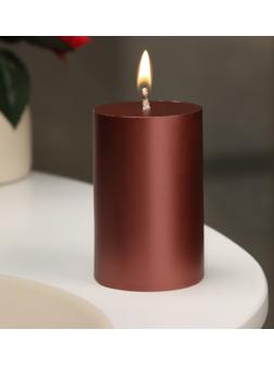 Свеча-цилиндр гладкая,5х7,5 см, пальмовый воск, винная, металлик, 6 ч