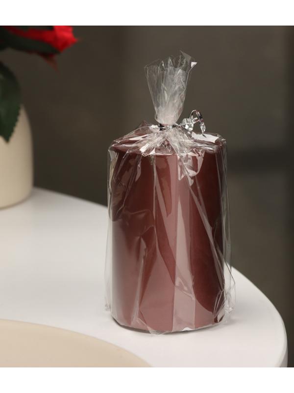 Свеча-цилиндр гладкая,5х7,5 см, пальмовый воск, винная, металлик, 6 ч