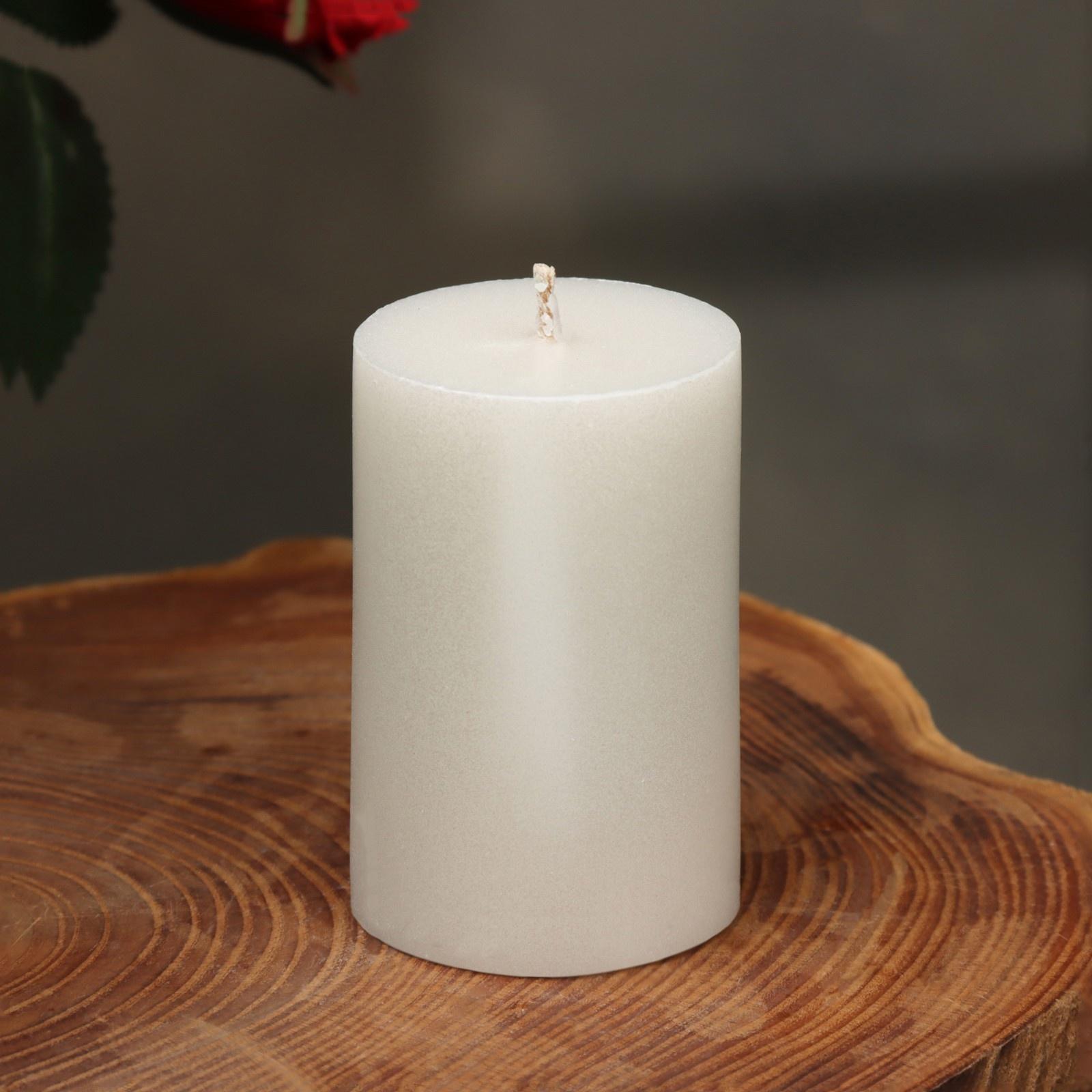 Свеча-цилиндр гладкая,5х7,5 см, пальмовый воск, жемчужная, 6 ч