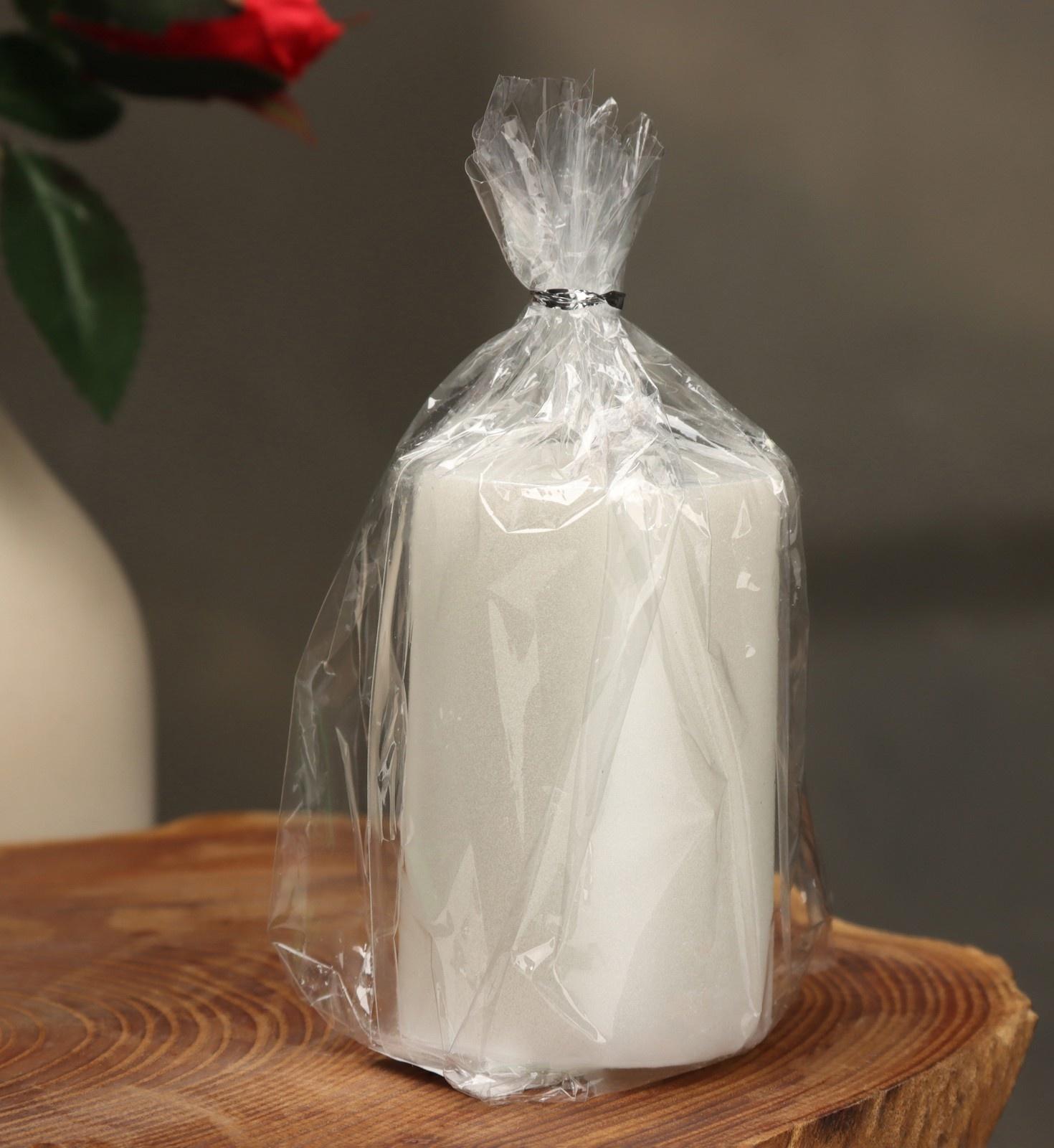 Свеча-цилиндр гладкая,5х7,5 см, пальмовый воск, жемчужная, 6 ч