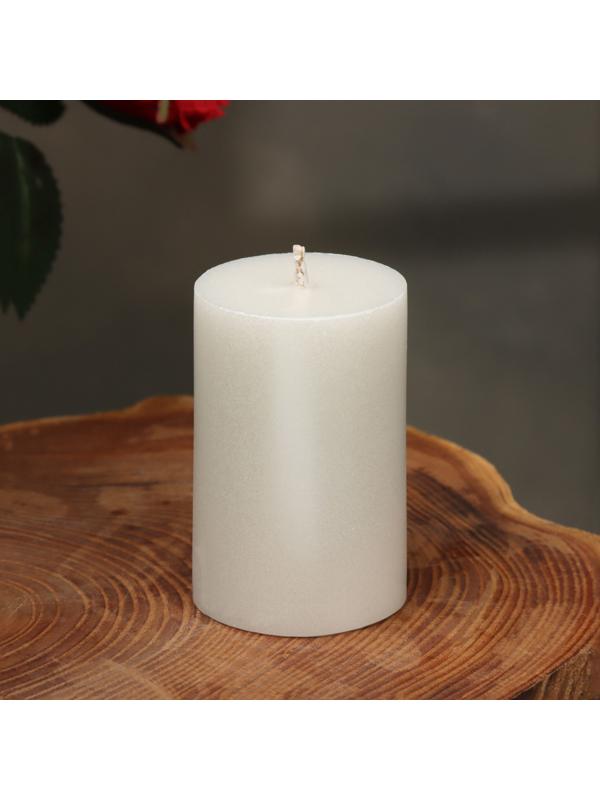 Свеча-цилиндр гладкая,5х7,5 см, пальмовый воск, жемчужная, 6 ч