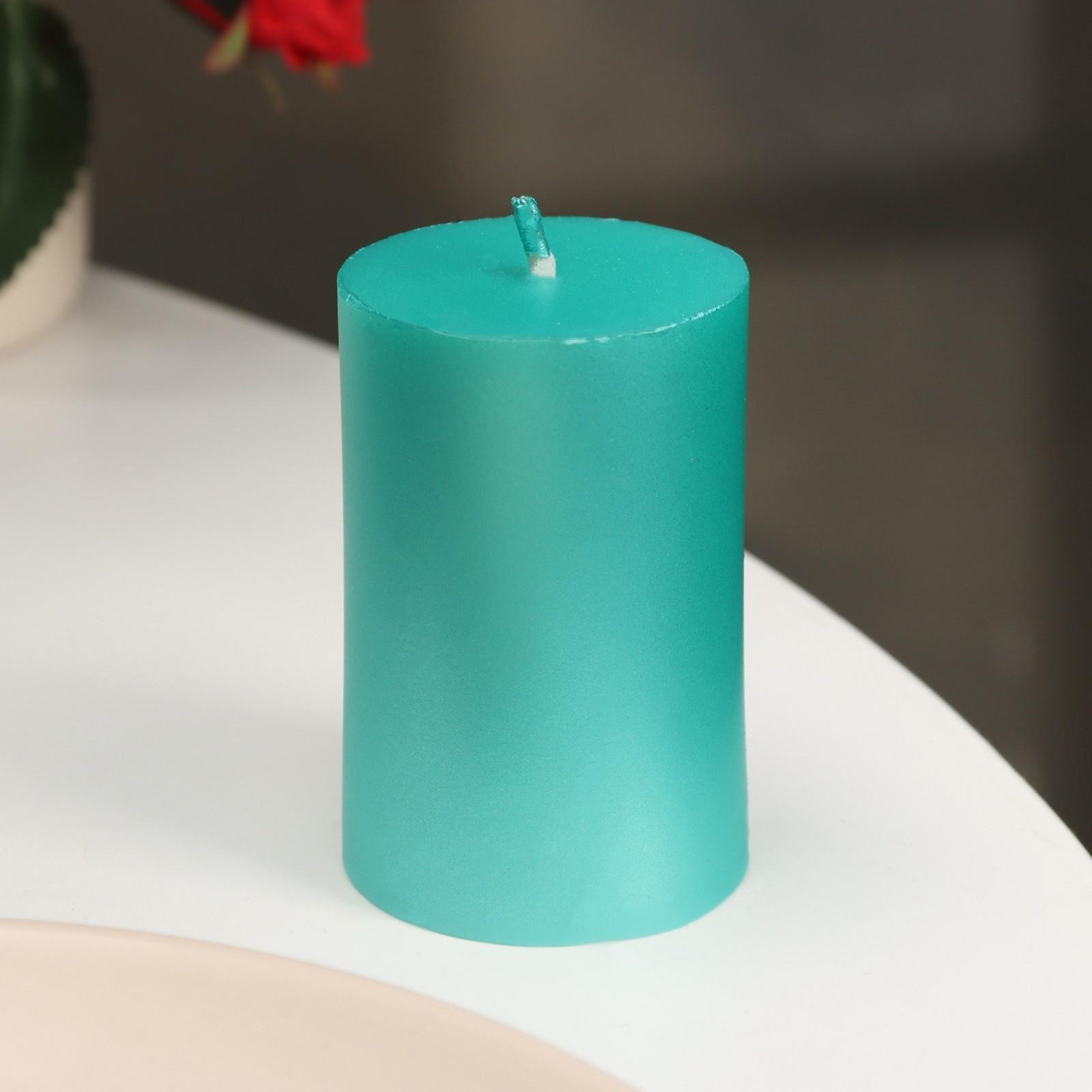 Свеча-цилиндр гладкая,5х7,5 см, пальмовый воск, тиффани, металлик, 6 ч