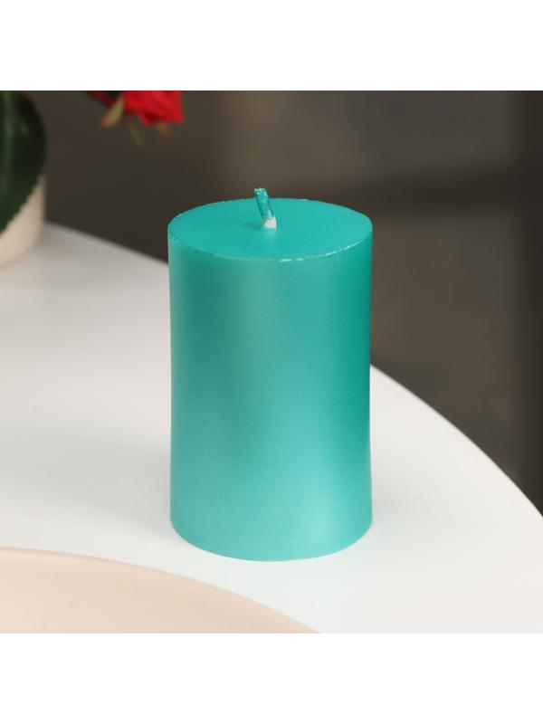 Свеча-цилиндр гладкая,5х7,5 см, пальмовый воск, тиффани, металлик, 6 ч