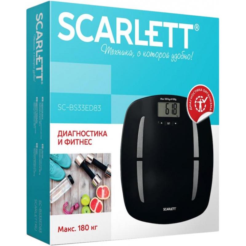 Весы SCARLETT SC-BS33ED83, напольные, диагностика, 180кг, черный