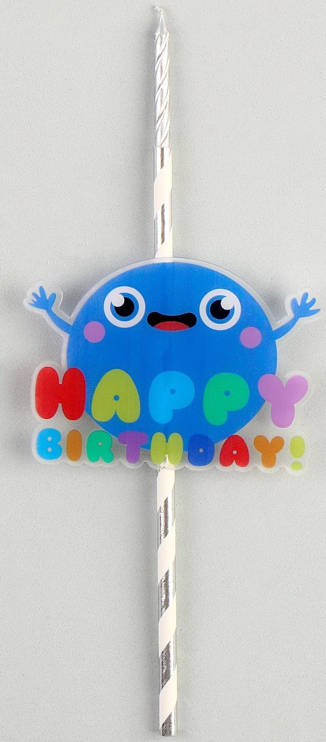 Топпер-свеча «С днём рождения»