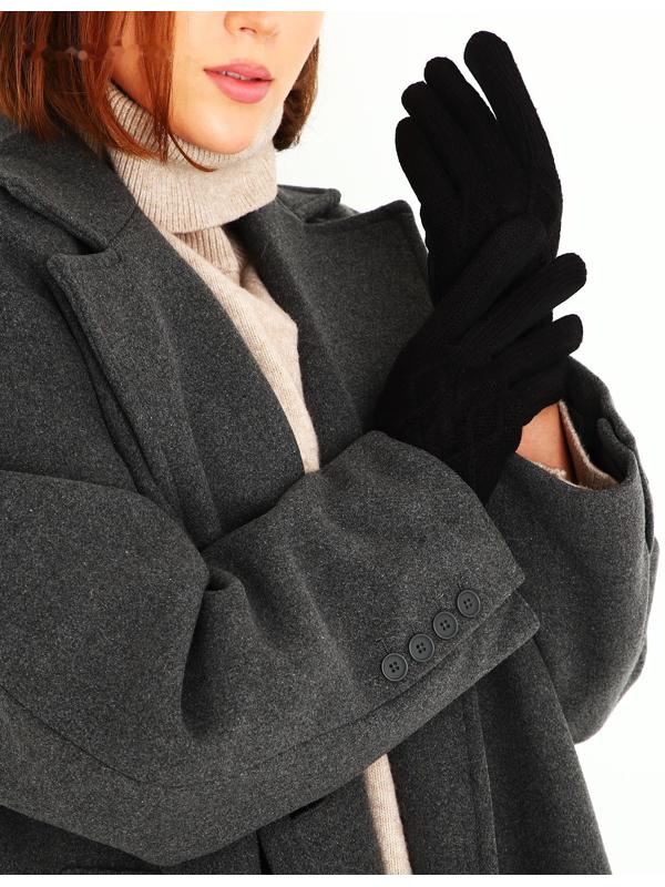 Перчатки женские, безразмерные, с утеплителем, цвет чёрный
