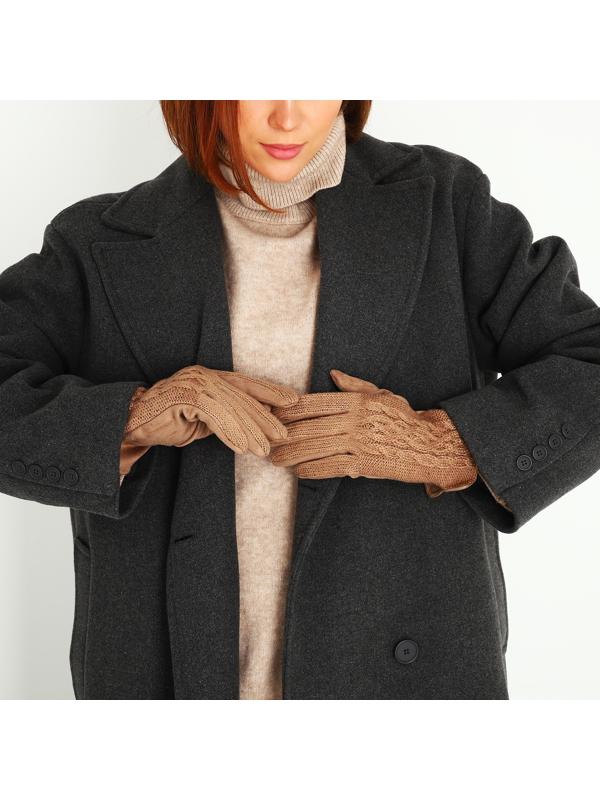 Перчатки женские, безразмерные, с утеплителем, цвет бежевый