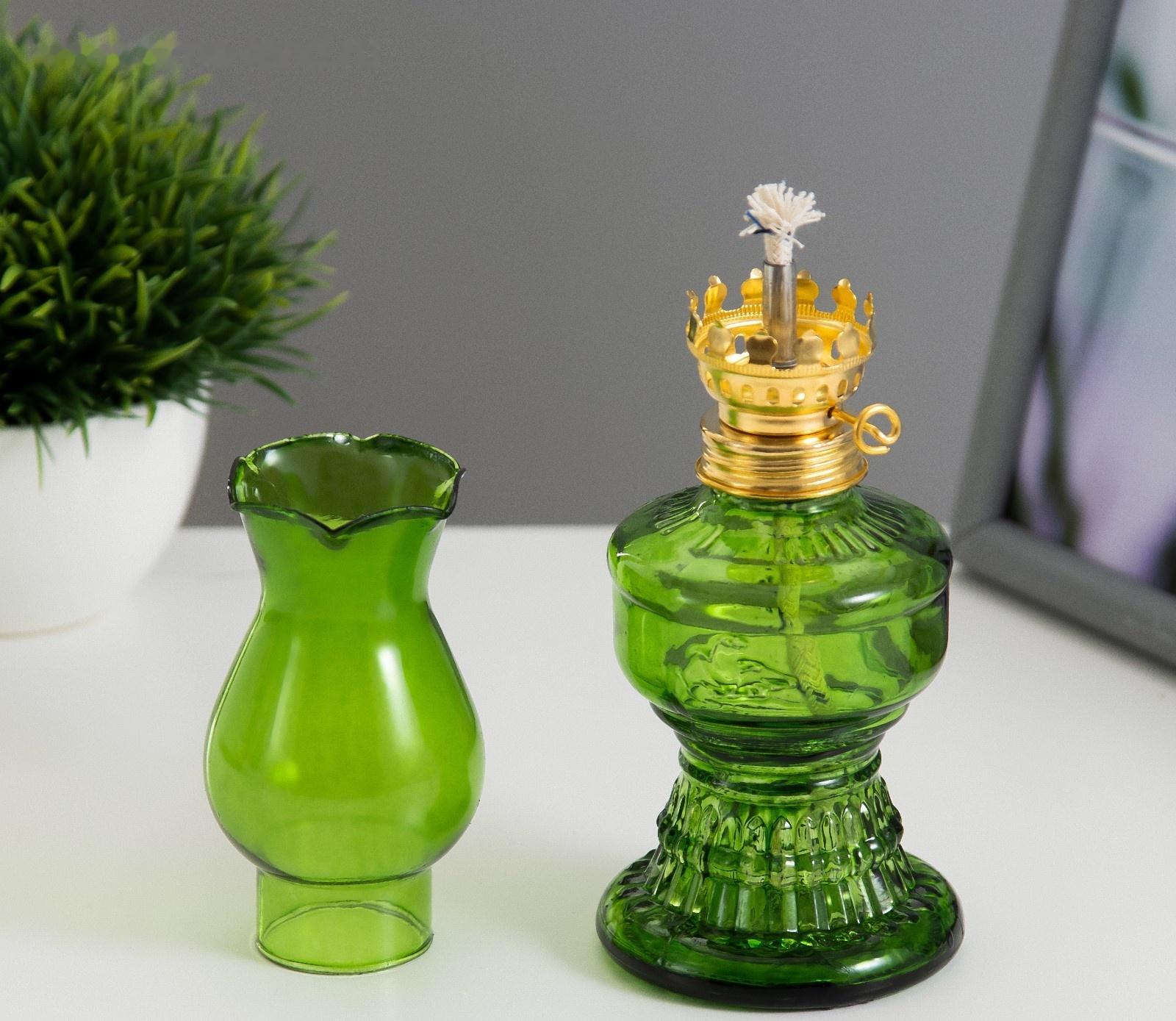 Керосиновая лампа зеленый 6х6х20 см