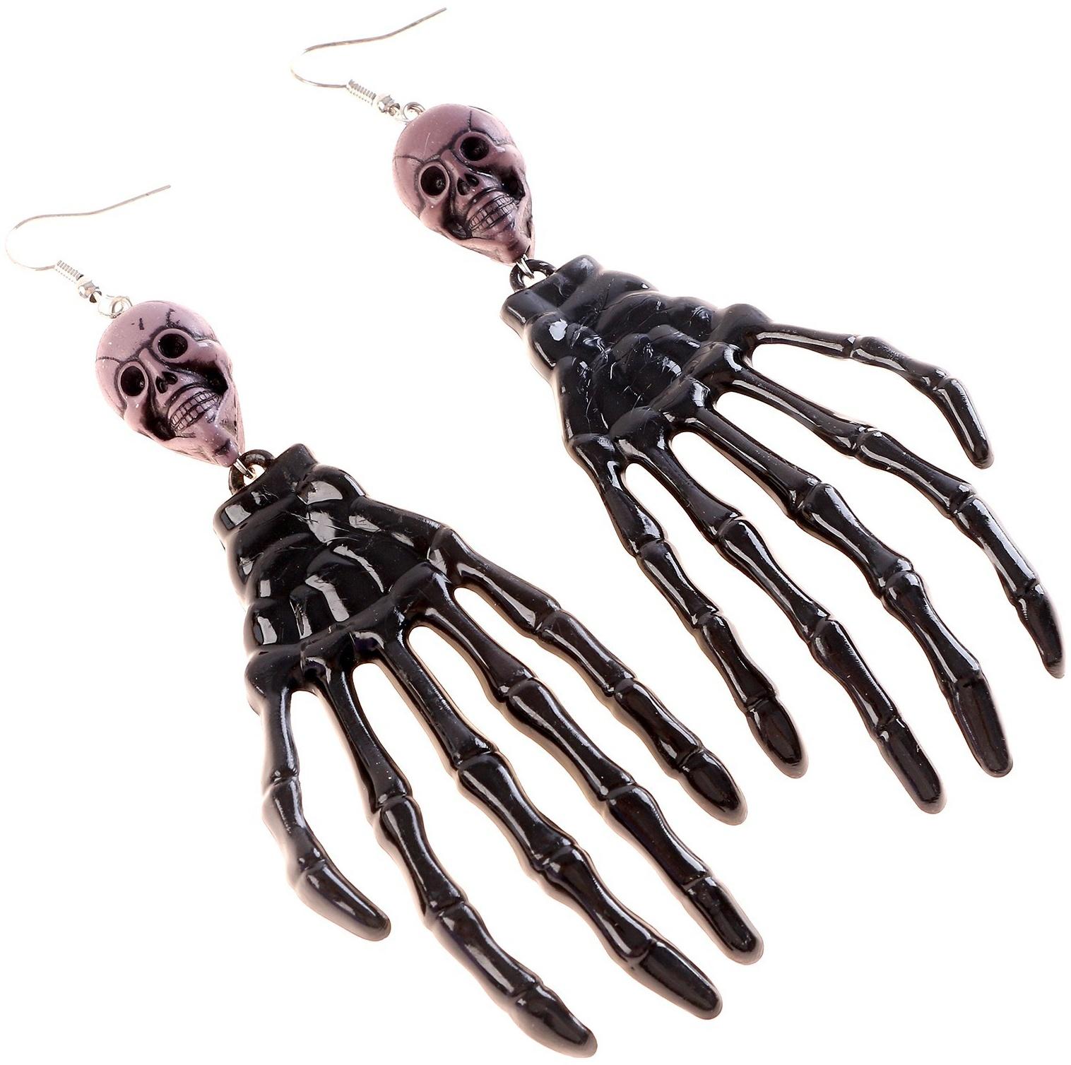 Карнавальные серьги «Скелет», цвета МИКС