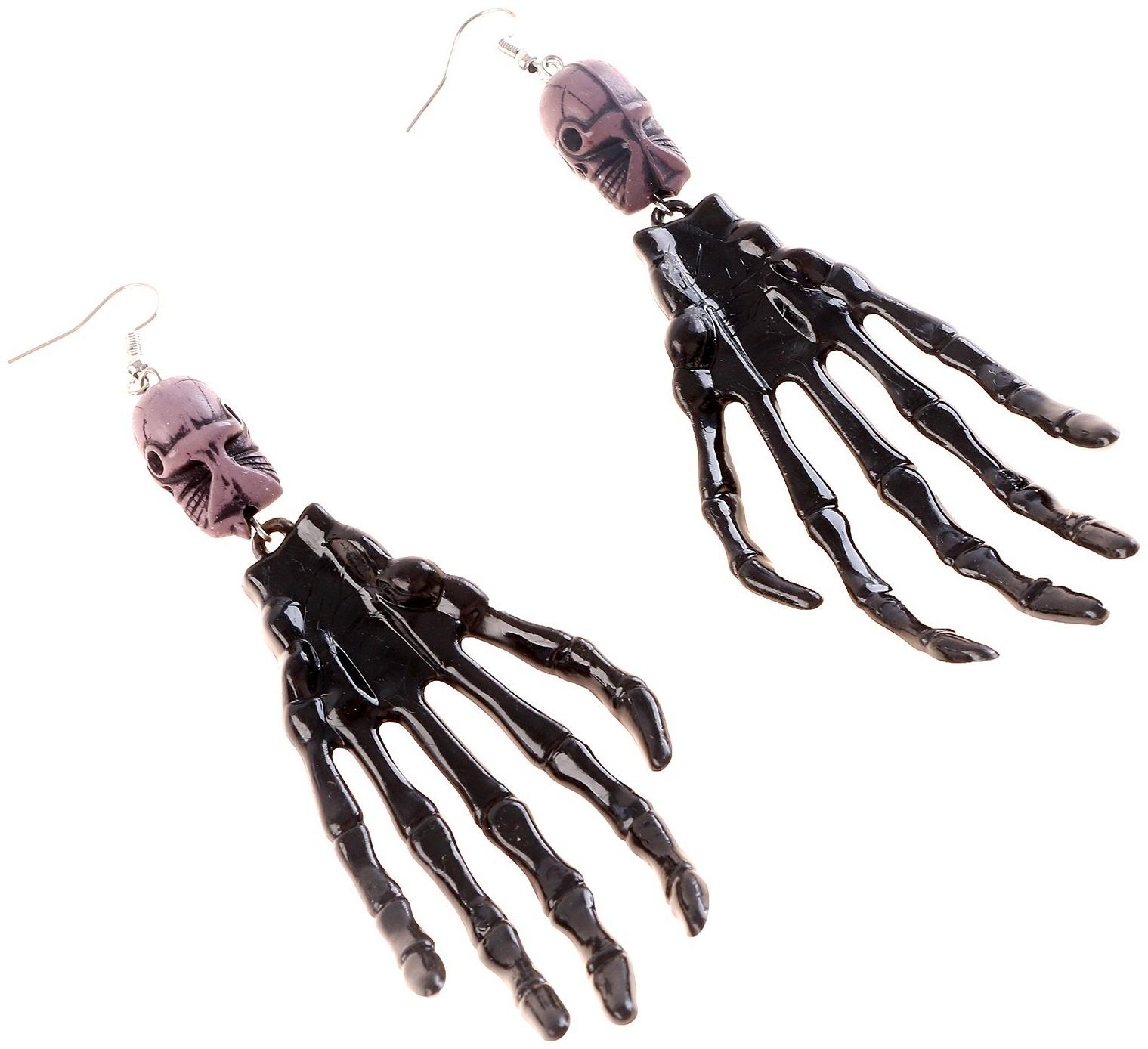 Карнавальные серьги «Скелет», цвета МИКС