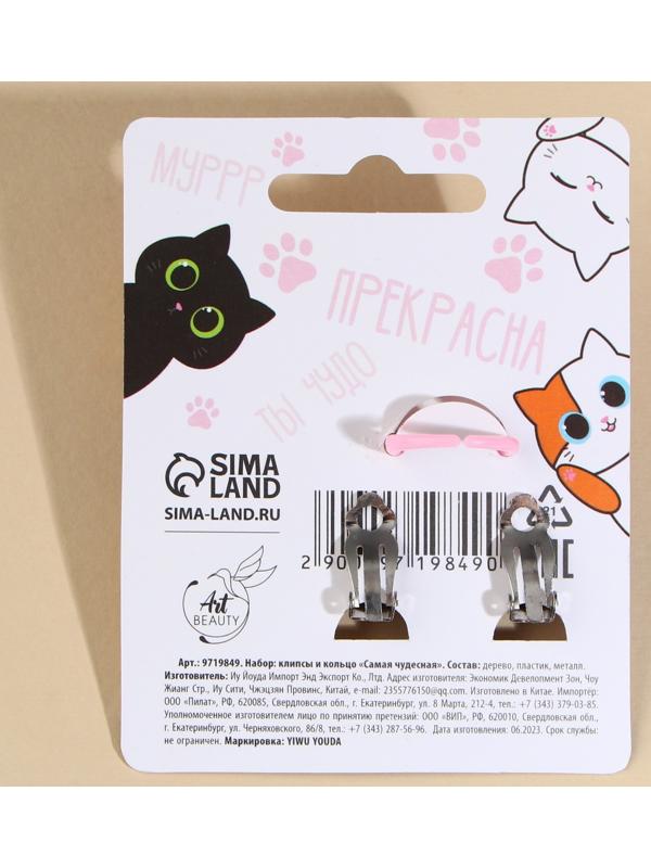 Набор клипсы и кольцо 