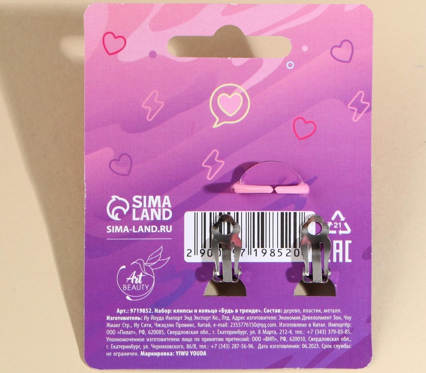 Набор клипсы и кольцо 