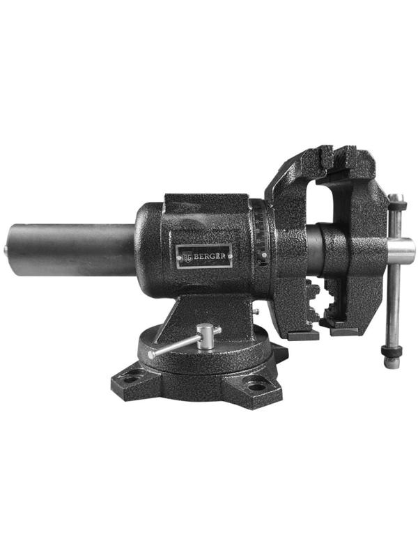 Тиски чугун.поворотные,трубный зажим,наковальня БАЛЬДР125мм,BERGER BG1340