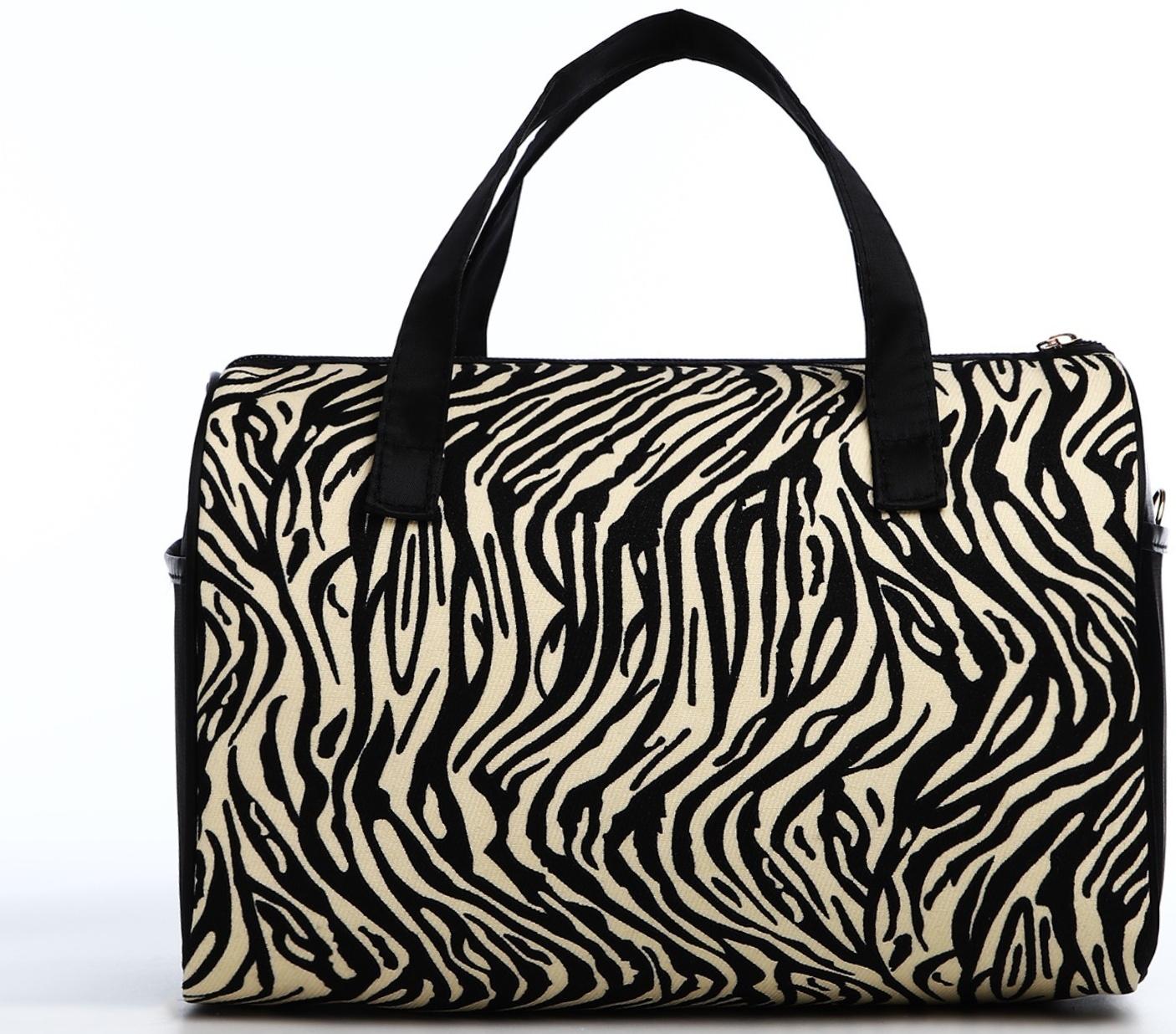 Косметичка на молнии, цвет чёрный/бежевый