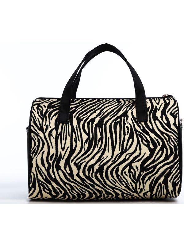 Косметичка на молнии, цвет чёрный/бежевый