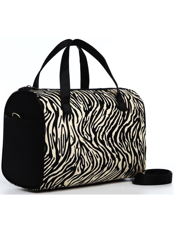 Косметичка на молнии, цвет чёрный/бежевый