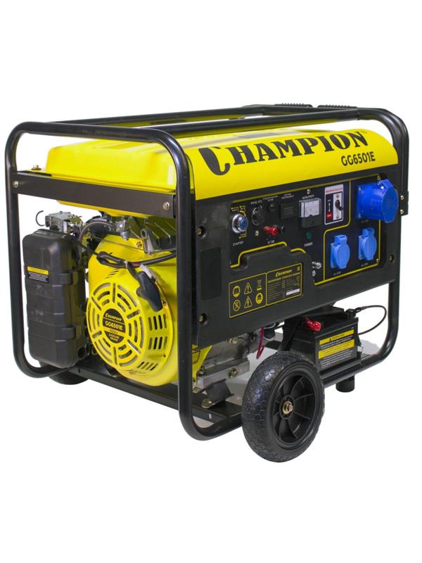 Генератор бензиновый CHAMPION 5кВт, блок ATS, эл.стартер, колеса (GG6501E)