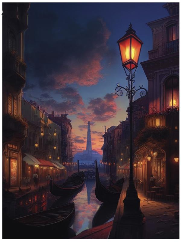 Алмазная вышивка с частичным заполнением на холсте «Город», 30 х 40 см