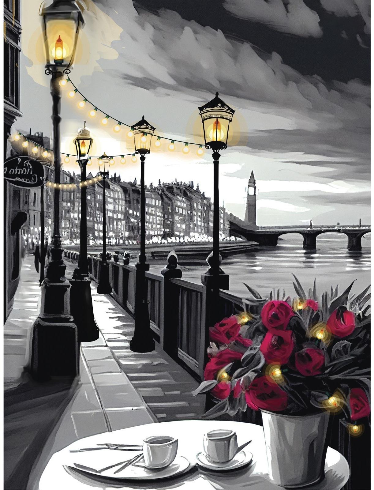 Алмазная вышивка с частичным заполнением на холсте «Набережная», 30 х 40 см