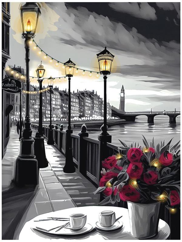 Алмазная вышивка с частичным заполнением на холсте «Набережная», 30 х 40 см