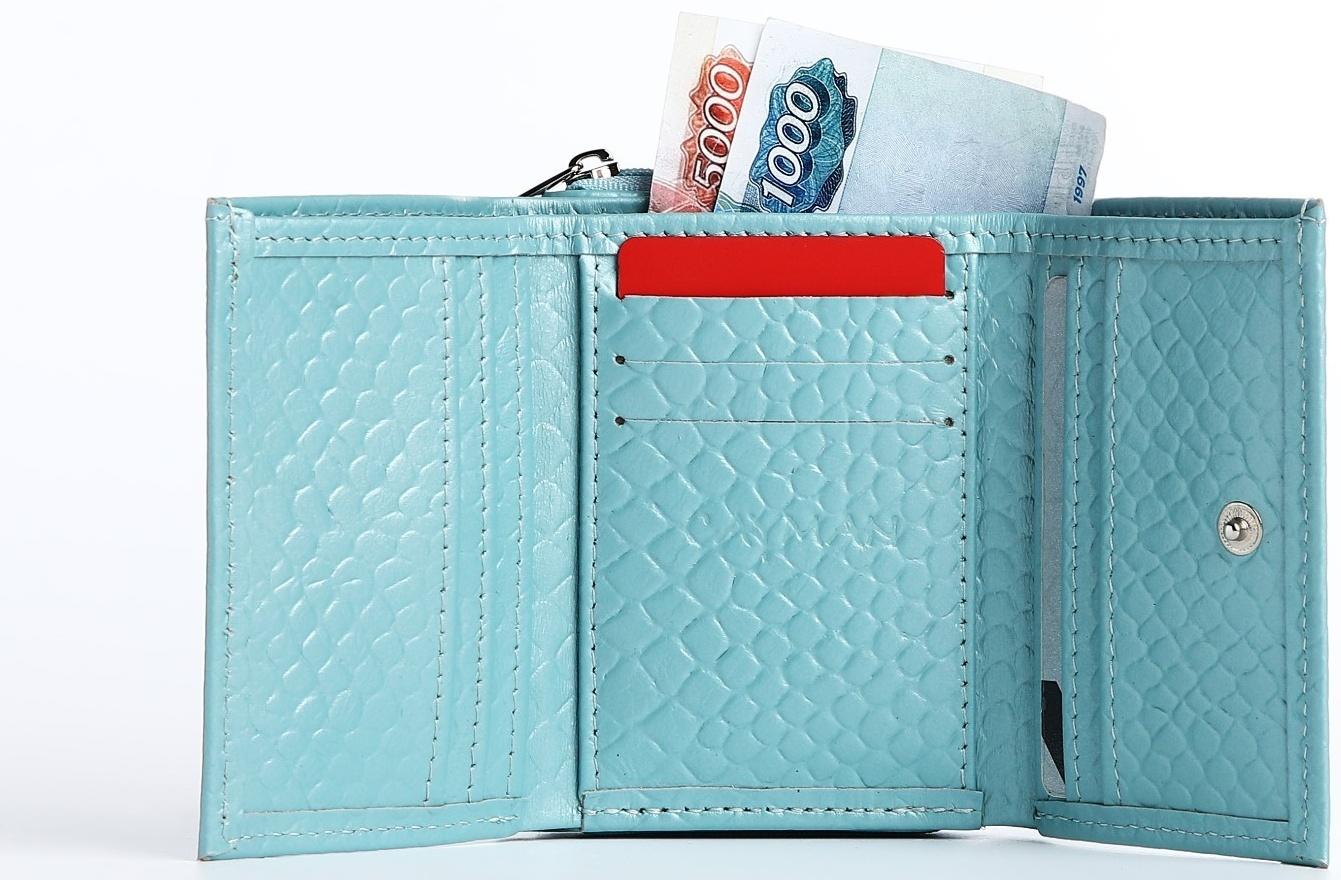 Кошелёк на кнопке, цвет голубой