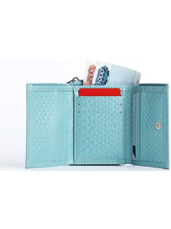 Кошелёк на кнопке, цвет голубой