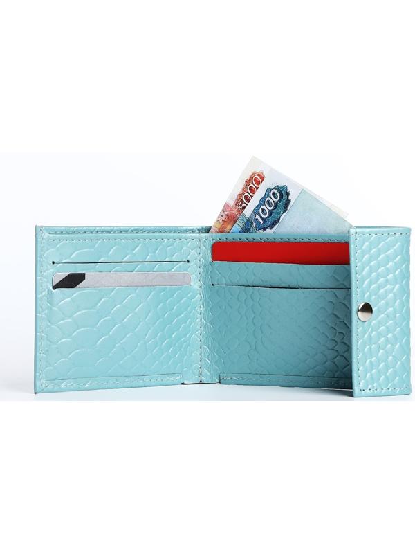 Кошелёк на кнопке, цвет голубой