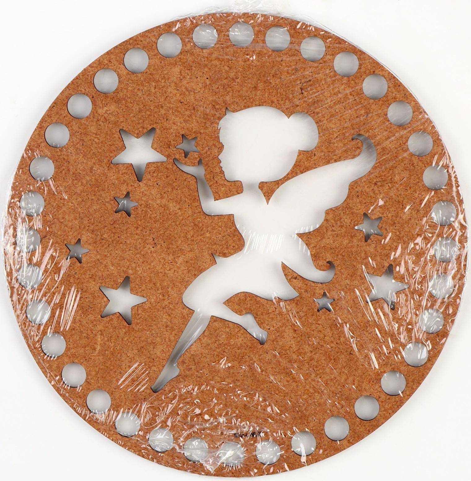 Донышко для вязания резное «Волшебная фея», круг 15 см, хдф 3 мм