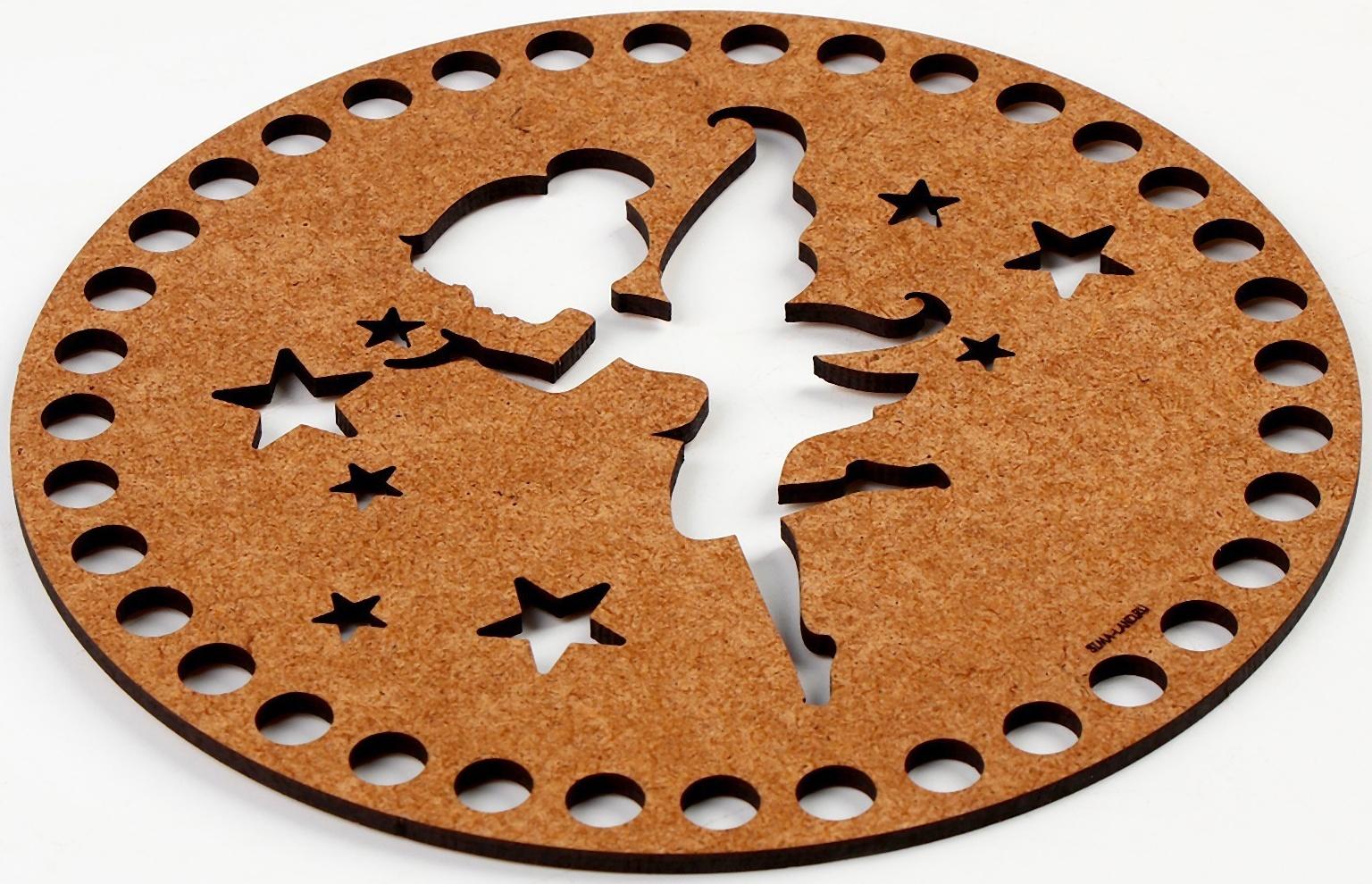 Донышко для вязания резное «Волшебная фея», круг 15 см, хдф 3 мм