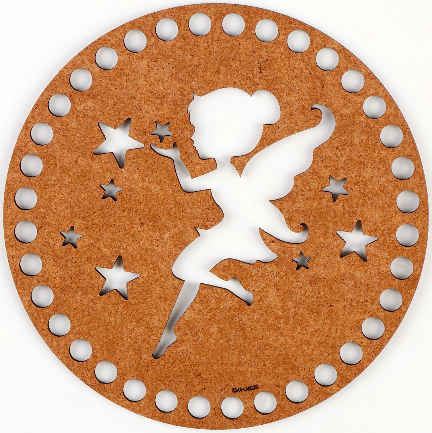 Донышко для вязания резное «Волшебная фея», круг 15 см, хдф 3 мм