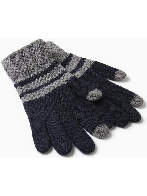 Перчатки мужские, цвет синий/серый, размер 10