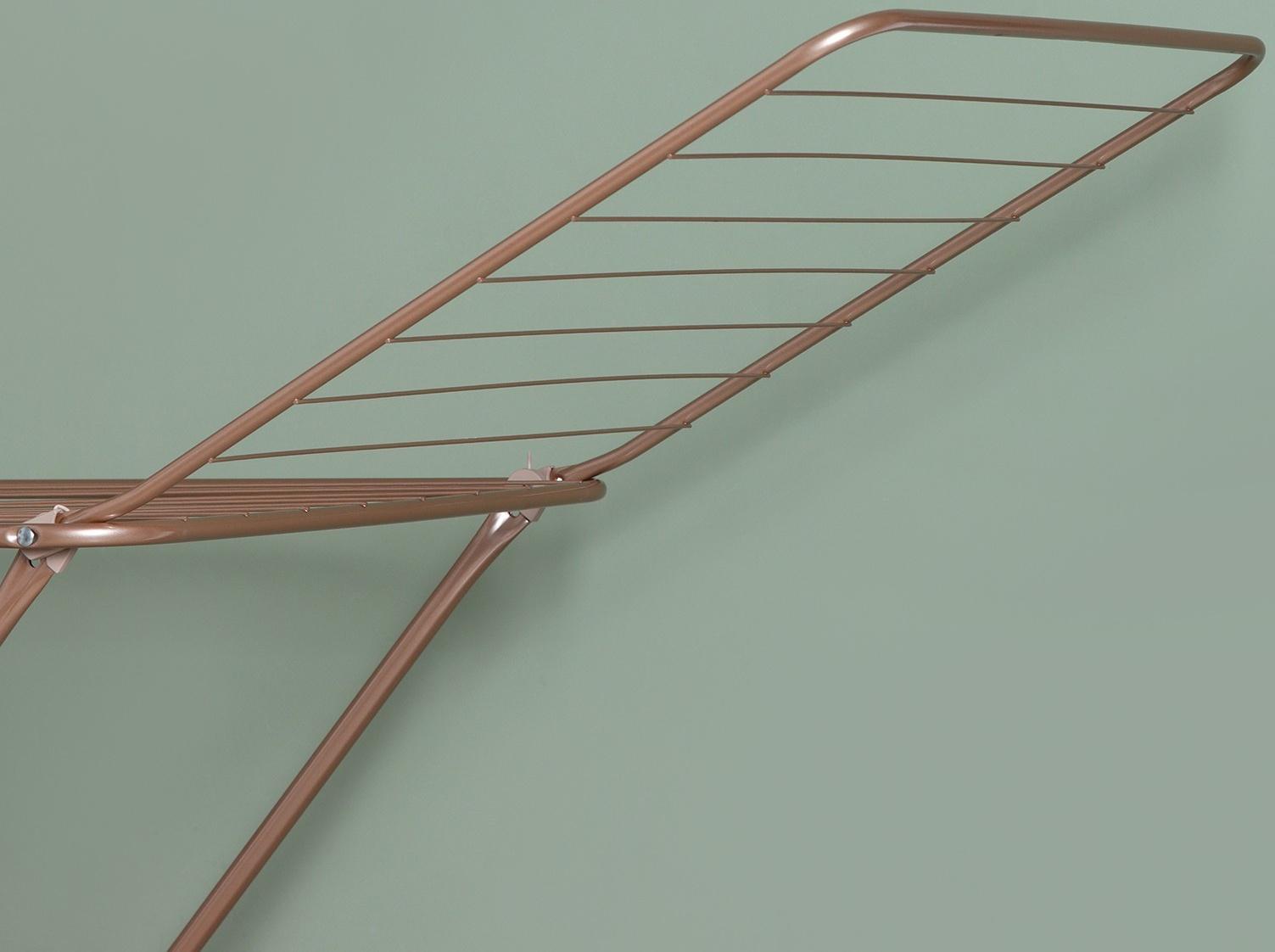 Сушилка для белья напольная складная, рабочая длина 20 м, высота от пола 95 см, ширина 54 см, цвет розовое золото