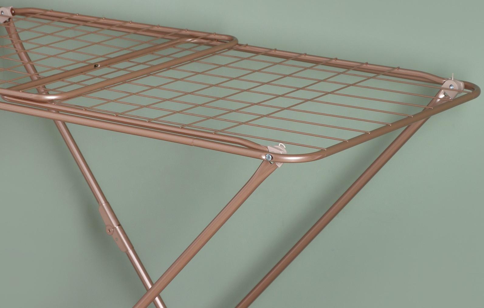 Сушилка для белья напольная складная, рабочая длина 20 м, высота от пола 95 см, ширина 54 см, цвет розовое золото