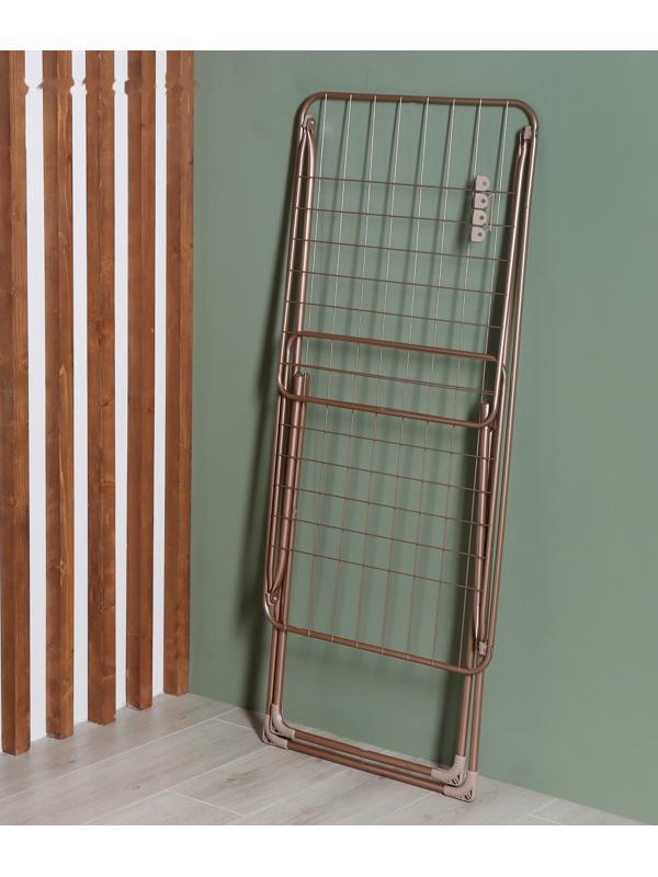 Сушилка для белья напольная складная, рабочая длина 20 м, высота от пола 95 см, ширина 54 см, цвет розовое золото